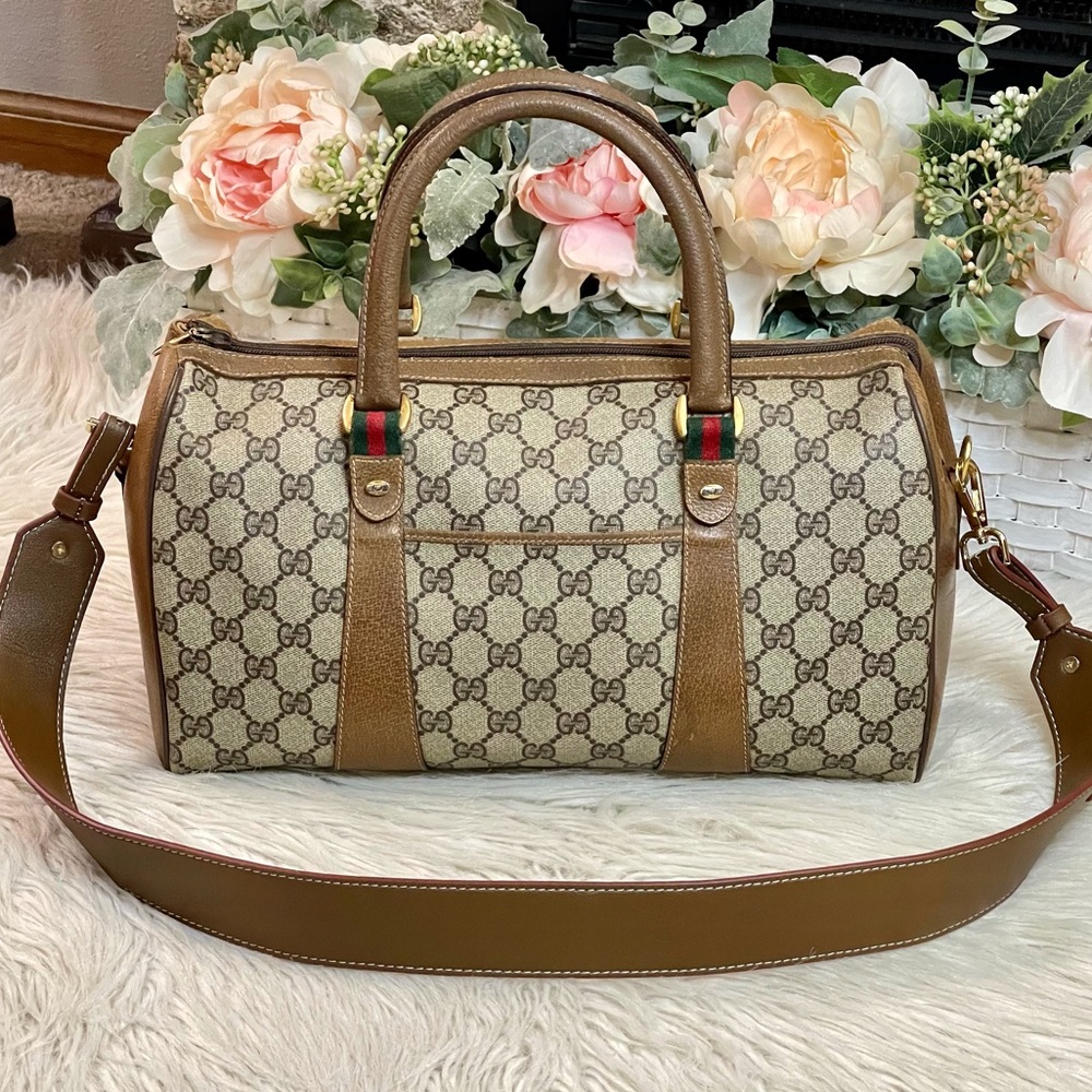 Authentic Gucci GG Monogram Plus Vintage Boston Bag